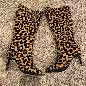 Cheetah tall boots